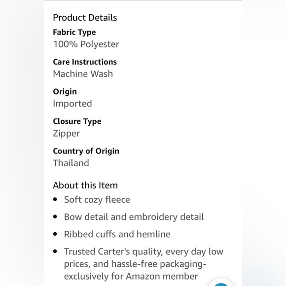 NWOT Simple joys lbaby girl jacket. Never worn 6-9 month - Picture 3 of 4